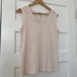 Sandro Paris linen and cotton lace tank blouse